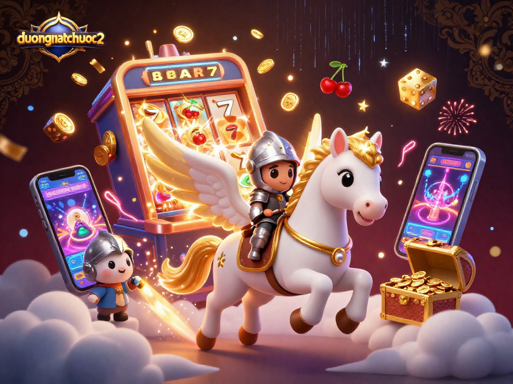 Engage in thrilling gameplay with duongmatchuoc2, featuring vibrant slot machines and playful characters.