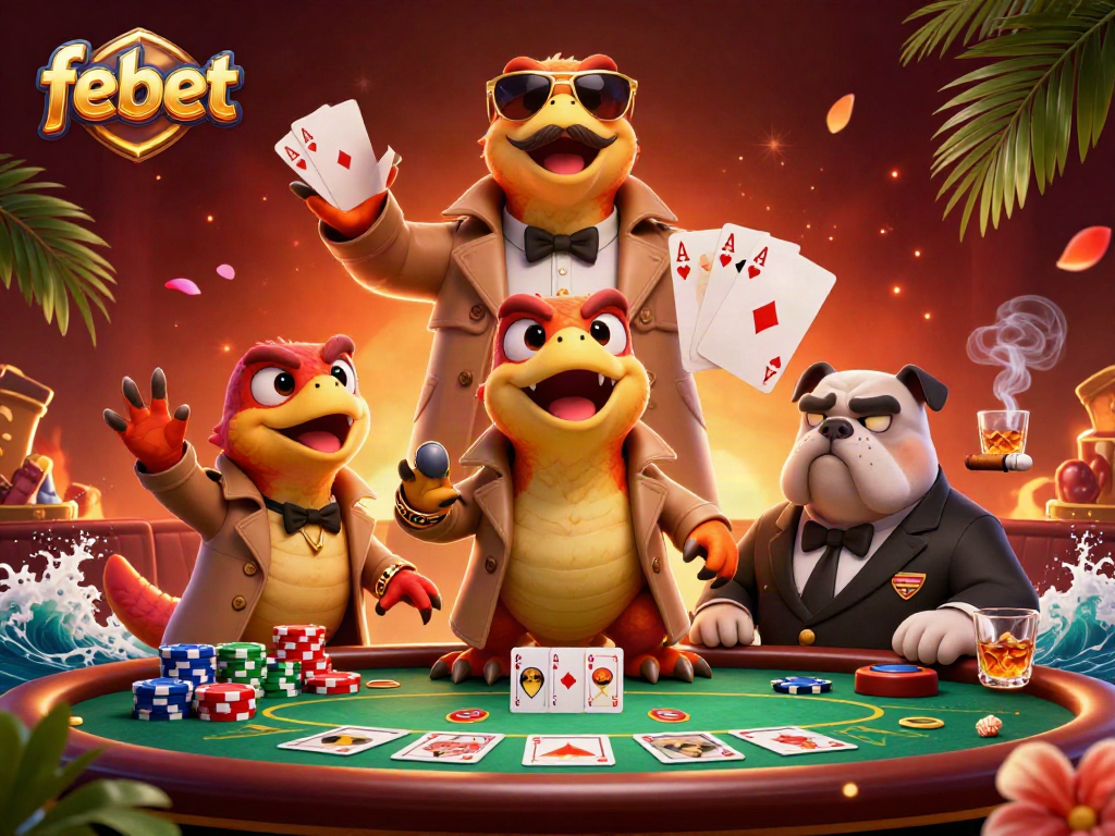 Raptors in a trench coat sneak into a VIP casino lounge at febet with poker elements.