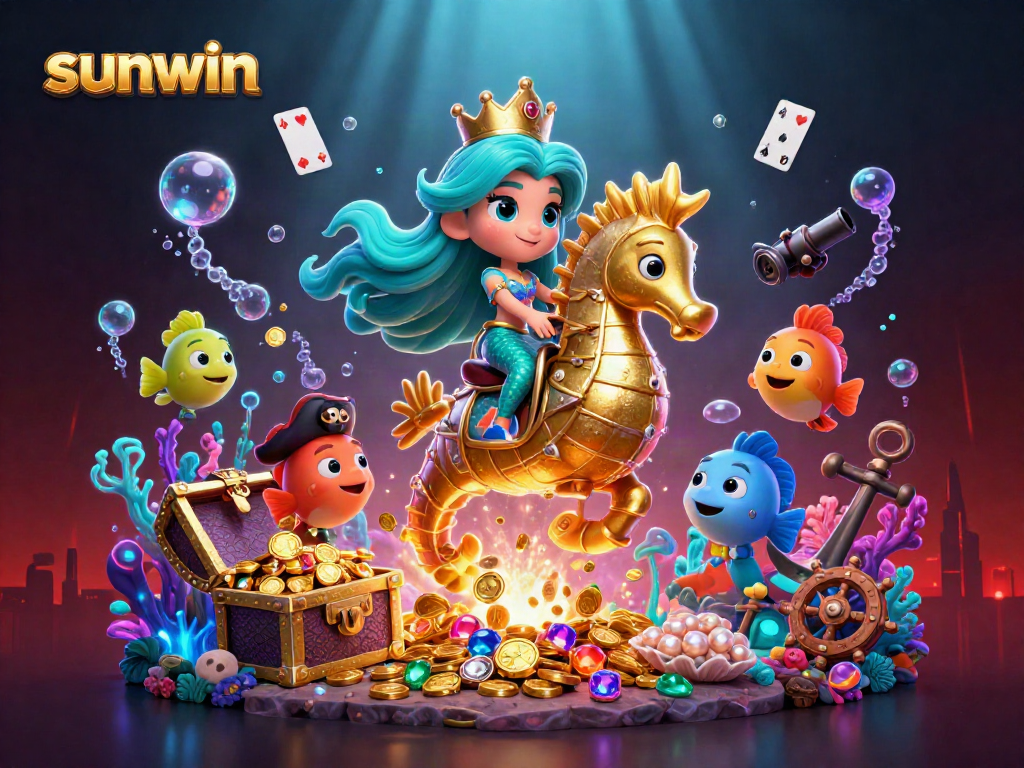 Experience thrilling gameplay at sunwin with this vibrant underwater scene depicting action-packed casino elements.
