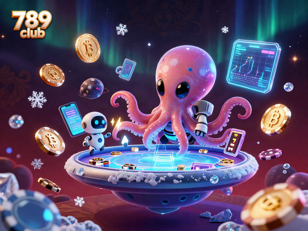 Engage in thrilling poker action with the alien-themed 789 club illustration featuring high-tech gaming elements.