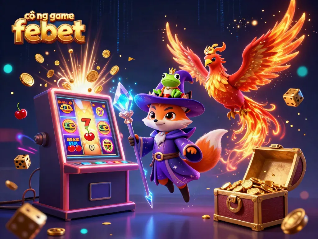 Experience vibrant gaming at cổng game febet with magical characters, symbols, and sparkling explosions.