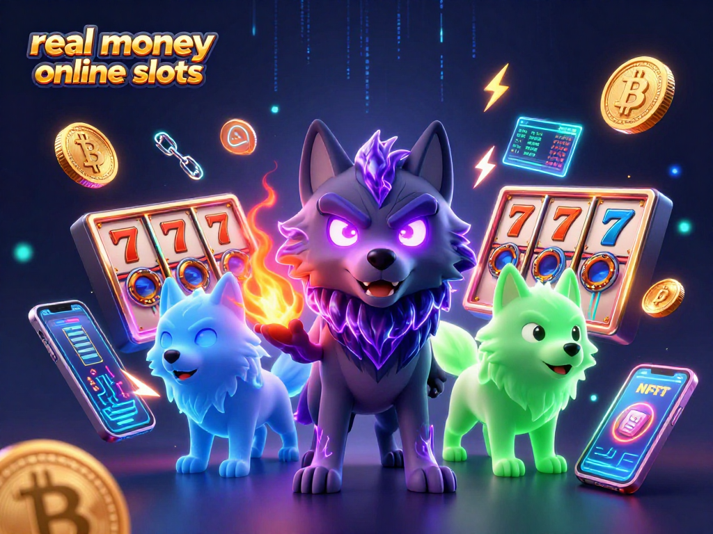 Engage in real money online slots with a mystical wolf pack in a vibrant casino illustration.