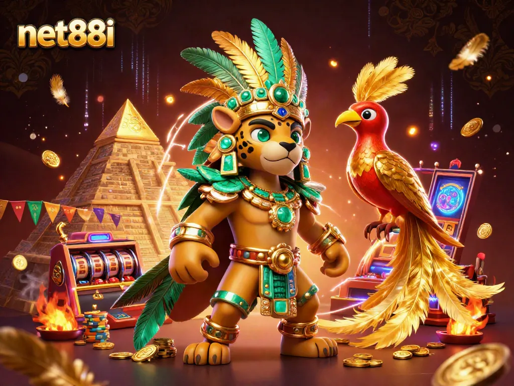 Experience thrilling wins with net88i in an ultra-detailed casino scene featuring vibrant 3D characters.
