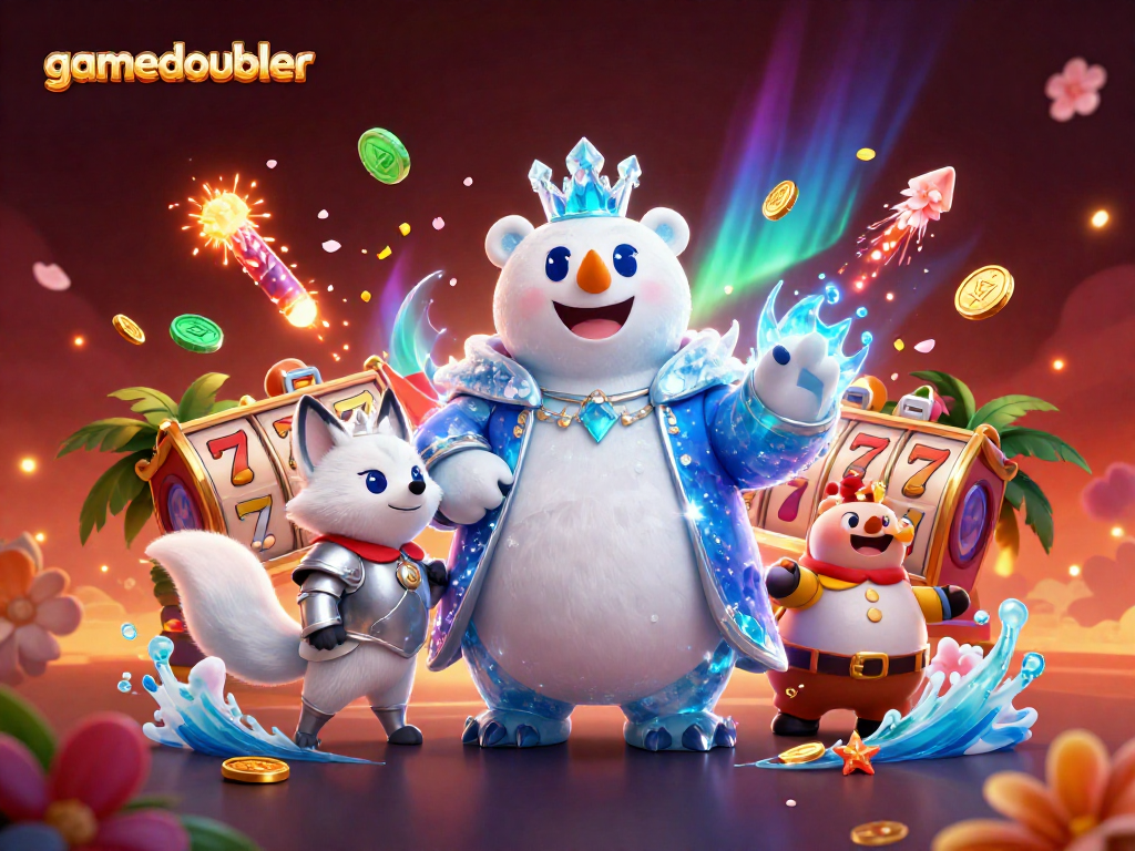 Experience the excitement of gamedoubler with vibrant slot reels and animated characters.