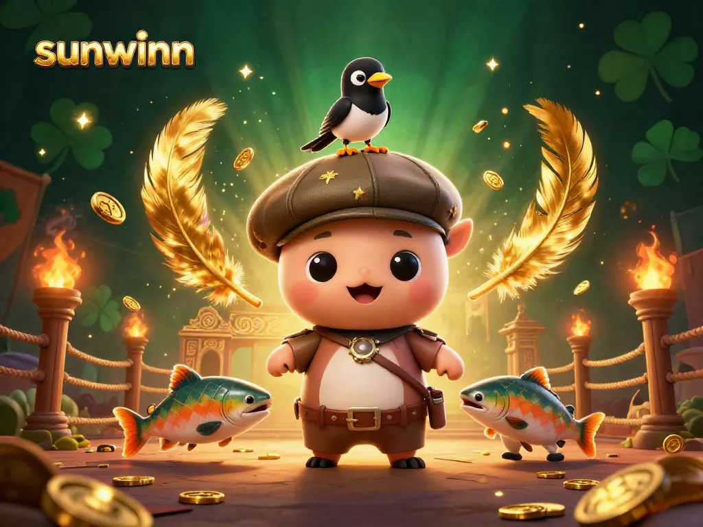 Experience thrilling gameplay at sunwinn with vibrant characters amid gold coins and dynamic betting elements.